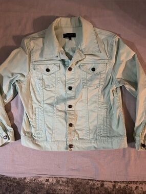 Talbots Petites Mint Green Denim Jacket - Women's Trucker Style